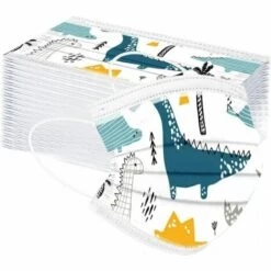 Visage_Masque_Enfants Jetable 3 Couches Anti-Poussière Respirant Face Scarfs, Avec Crochets D'oreille élastiques, Imprimé Tie-Dye, Extérieur Mouvement Cyclisme, Garçon Et Fille 50 Pièces 56Vingt