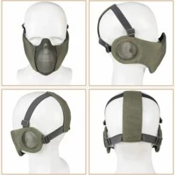 BEARSU Kit De Protection Airsoft Avec Demi-masque En Maille Avec Protection Des Oreilles Et Lunettes - Pour CS/Chasse/Paintball/Tir -Protection des voies respiratoires Soldes 65098949 5