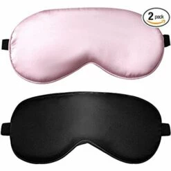 LTS FAFA Lot De 2 Masques Pour Les Yeux En Soie - Masques De Sommeil Pour Femmes Et Hommes Masque De Sommeil Confortable Masque De Sommeil à Sangle élastique Réglable Idéal Pour Dormir à La Maison Et En Voyage,