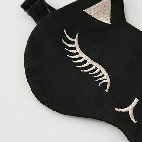 BF Masque De Sommeil Pour Chat Masque De Nuit Masque Pour Les Yeux En Soie Naturelle Masque De Voyage Pour Dormir Avec Sangles Réglables Pour Hommes Et Femmes, Noir 6 BF Masque De Sommeil Pour Chat Masque De Nuit Masque Pour Les Yeux En Soie Naturelle Masque De Voyage Pour Dormir Avec Sangles Réglables Pour Hommes Et Femmes, Noir – Image 4