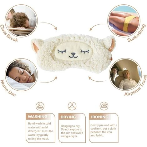 BF Masque De Sommeil Confortable Pour Les Yeux Fabriqué En 100 % Soie Naturelle Et Peluche Super Douce Réglable Sommeil Voyage Mignon Dessin Animé Femme Enfants (Bélier) 4 BF Masque De Sommeil Confortable Pour Les Yeux Fabriqué En 100 % Soie Naturelle Et Peluche Super Douce Réglable Sommeil Voyage Mignon Dessin Animé Femme Enfants (Bélier) – Image 2