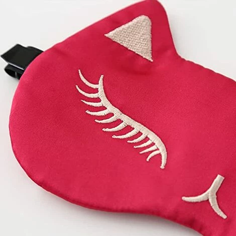 BF Masque De Sommeil Pour Chat Masque De Nuit Masque Pour Les Yeux En Soie Naturelle Masque De Voyage Pour Dormir Avec Sangles Réglables Pour Hommes Et Femmes, Rouge 6 BF Masque De Sommeil Pour Chat Masque De Nuit Masque Pour Les Yeux En Soie Naturelle Masque De Voyage Pour Dormir Avec Sangles Réglables Pour Hommes Et Femmes, Rouge – Image 4