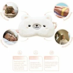 BF Masque Pour Les Yeux Endormis En Soie Naturelle Et Peluche Super Douce Réglable Voyage De Sommeil Mignon Dessin Animé Femme Enfants (ours Blanc) -Protection des voies respiratoires Soldes 65270873 2