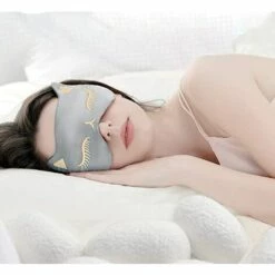 BF Masque De Sommeil Pour Chat Masque De Nuit Masque Pour Les Yeux En Soie Naturelle Masque De Voyage Pour Dormir Avec Sangles Réglables Pour Hommes Et Femmes, Gris -Protection des voies respiratoires Soldes 65270881 2