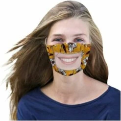 L'FLANEUR Adultes Face M??? Clear M??? Pour Les Enseignants Face Bandana Couvrant Mack Protection Du Visage De La Bouche Transparente Avec Fenêtre Transparente Expression Visible, Tissu Pour Le Visage De Lecture Des Lèvres Réutilisable Réglable Jaune ANEUR