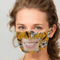 L'FLANEUR Adultes Face M??? Clear M??? Pour Les Enseignants Face Bandana Couvrant Mack Protection Du Visage De La Bouche Transparente Avec Fenêtre Transparente Expression Visible, Tissu Pour Le Visage De Lecture Des Lèvres Réutilisable Réglable Jaune ANEUR -Protection des voies respiratoires Soldes 65356848 3