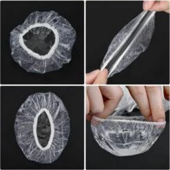 100 Pièces Protecteurs D'oreille Jetables Claire Couvre-Oreille Imperméables Pour Teinture Capillaire, Douche, Baignade Masque De Protection S'arêern -Protection des voies respiratoires Soldes 65360664 5