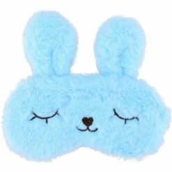 OSQI Masques De Sommeil Mignon Lapin Animaux Drôle Masque De Sommeil En Peluche Pour Dormir Voyage Avec Bande élastique Masque Pour Les Yeux Couverture Pour Enfant Femmes Filles Bleu