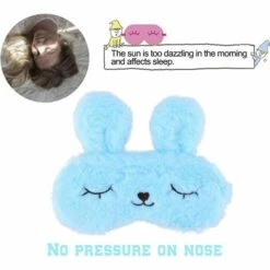 OSQI Masques De Sommeil Mignon Lapin Animaux Drôle Masque De Sommeil En Peluche Pour Dormir Voyage Avec Bande élastique Masque Pour Les Yeux Couverture Pour Enfant Femmes Filles Bleu -Protection des voies respiratoires Soldes 65506162 4