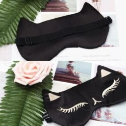 OSQI Masque De Sommeil Chat, Masque Pour Les Yeux Endormis Masque De Nuit En Soie Naturelle Ultra-doux Masque De Voyage Pour Hommes Femmes -Protection des voies respiratoires Soldes 65506288 3