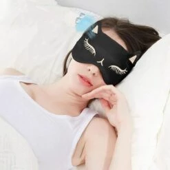 OSQI Masque De Sommeil Chat, Masque Pour Les Yeux Endormis Masque De Nuit En Soie Naturelle Ultra-doux Masque De Voyage Pour Hommes Femmes -Protection des voies respiratoires Soldes 65506288 5
