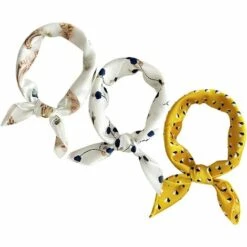 HELLO KITTY BAIN Écharpe Carrée Imprimée En Satin De Soie Pour Dames, Carré D'écharpe (petit Blanc Floral, 50 Cm)