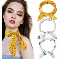 HELLO KITTY BAIN Écharpe Carrée Imprimée En Satin De Soie Pour Dames, Carré D'écharpe (petit Blanc Floral, 50 Cm) -Protection des voies respiratoires Soldes 65625114 5