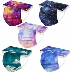YEURIé Lot De 50 Masques Jetables 3 Plis, Respirants Et Confortables, Pour Femmes, Filles, Adolescentes, A-Tie-Dyed-Bd