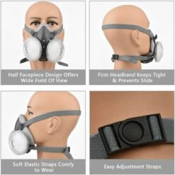 LIFCAUSAL Respirateur Réutilisable Demi-masque à Gaz Masque De Protection Respiratoire Respirateurs Pour Peinture Soudage Polissage Travail Du Bois Et Autres Protections De Travail -Protection des voies respiratoires Soldes 65755836 4