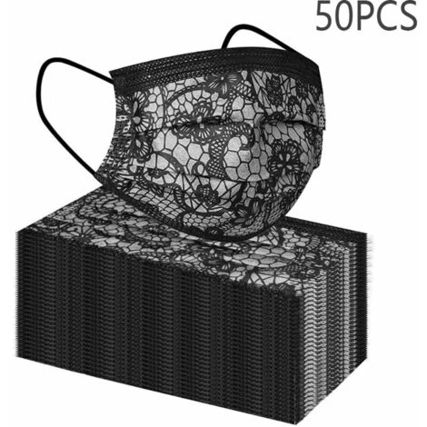 LUCKY-88 Masque D'impression Jetable Respirant En Dentelle Soufflée à Trois Couches Pour Adultes Avec Motif D'impression En Dentelle B Blanc 3 LUCKY-88 Masque D'impression Jetable Respirant En Dentelle Soufflée à Trois Couches Pour Adultes Avec Motif D'impression En Dentelle B Blanc