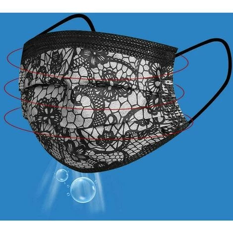 LUCKY-88 Masque D'impression Jetable Respirant En Dentelle Soufflée à Trois Couches Pour Adultes Avec Motif D'impression En Dentelle B Blanc 7 LUCKY-88 Masque D'impression Jetable Respirant En Dentelle Soufflée à Trois Couches Pour Adultes Avec Motif D'impression En Dentelle B Blanc – Image 5