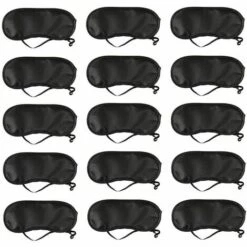 LUCKY-88 Masque Pour Les Yeux Jetable Air Travel Sleep Ombrage Masque Pour Les Yeux Polyester Respirant Couleur Unie Bouclier Pour Les Yeux Bouchon D'oreille Noir Sac D'OPP Indépendant Emballage 15 Pièces