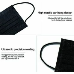 LUCKY-88 Masque Facial Jetable 3 Couches Adulte Noir 3 Couches BFE99 Meltblown -Protection des voies respiratoires Soldes 65803786 4