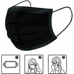 LUCKY-88 Masque Facial Jetable 3 Couches Adulte Noir 3 Couches BFE99 Meltblown -Protection des voies respiratoires Soldes 65803786 5