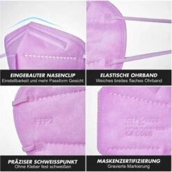 LUCKY-88 20pcs Masque Cinq Couches Protection KN95 Masque Pliant FFP2 Rose -Protection des voies respiratoires Soldes 65805264 3