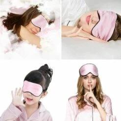 LITZEE Masque De Sommeil, Masque De Nuit, Occultant Ultra-Douce Masque De Voyage Masque De Yeux Ergonomique Pour Dormir Avec Bouchons D'oreille Et Sangle Foncé（Rose） Masque De Protection -Protection des voies respiratoires Soldes 65817127 3