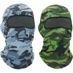 LITZEE 2pcs Masque Facial Balaclava,LITZEE Balaclava Masque Multifonctionnel Temps Froid Ski Balaclava Chapeau Cagoule Moto Masque De Ski - Taille Universelle Camouflage Windproof Mask Masque De Protection