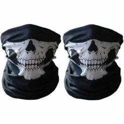 LITZEE Lot De 2 Cache-cou De Moto Avec Motif Tête De Mort - Masque à Moitié Le Visage - Halloween Masque De Protection