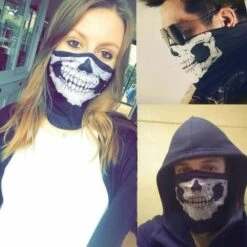 LITZEE Lot De 2 Cache-cou De Moto Avec Motif Tête De Mort - Masque à Moitié Le Visage - Halloween Masque De Protection -Protection des voies respiratoires Soldes 65817996 3