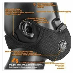 LITZEE Masque-Anti-poussière Formation Anti-Smog Masque Protecteur Protection Running Contre La Poussière Masques Vélo Filtre De Carbone (Black Hanging Ear,2 Pièce) Masque De Protection -Protection des voies respiratoires Soldes 65818558 5