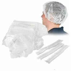 LITZEE Lot De 100 Bonnets De Douche Jetables Non Tissés Extensibles Anti-poussière Pour Médecin, Laboratoire, Infirmière, Tatouage, Service Alimentaire, Hôpital (blanc) Masque De Protection -Protection des voies respiratoires Soldes 65818899 5