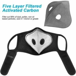 CSPARKV Masque Anti-poussière Lavable Réutilisable Avec Filtre Pour La Course, Le Cyclisme, Les Activités De Plein Air, Masque Anti-poussière De Protection Anti-smog Sangles D'oreille Noires Taille Unique 5 -Protection des voies respiratoires Soldes 66016805 3