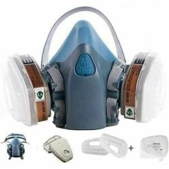 CSPARKV Demi-couverture 7 En 1 Pour La Peinture, Le Polissage à La Machine, Le Soudage, La Mine De Charbon, Les Produits Chimiques, Le Travail Du Bois, Les Pesticides, La Poussière Chimique Et Le Masque à Gaz 7502 Ensemble De Sept Pièces + 10 Pièces De Filtre En