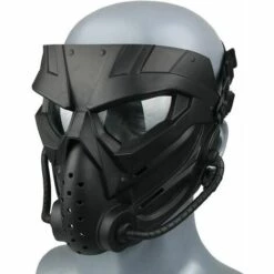CSPARKV Masque D'airsoft/d'équitation, Utilisation En Extérieur, Masque De Protection Intégral Tactique Anti-buée Cosplay Halloween Adulte Et Adolescent Noir Gris Taille Unique (miroir Transparent)