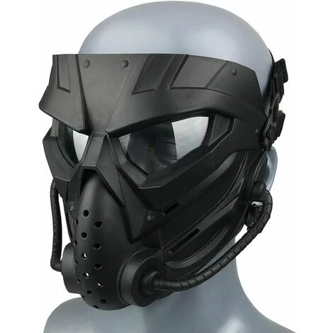 CSPARKV Masque D'airsoft/d'équitation, Utilisation En Extérieur, Masque De Protection Intégral Tactique Anti-buée Cosplay Halloween Adulte Et Adolescent Noir Gris Taille Unique (miroir Transparent) 3 CSPARKV Masque D'airsoft/d'équitation, Utilisation En Extérieur, Masque De Protection Intégral Tactique Anti-buée Cosplay Halloween Adulte Et Adolescent Noir Gris Taille Unique (miroir Transparent)