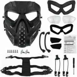 CSPARKV Masque D'airsoft/d'équitation, Utilisation En Extérieur, Masque De Protection Intégral Tactique Anti-buée Cosplay Halloween Adulte Et Adolescent Noir Gris Taille Unique (miroir Transparent) 10 CSPARKV Masque D'airsoft/d'équitation, Utilisation En Extérieur, Masque De Protection Intégral Tactique Anti-buée Cosplay Halloween Adulte Et Adolescent Noir Gris Taille Unique (miroir Transparent) -Protection des voies respiratoires Soldes 66016964 4