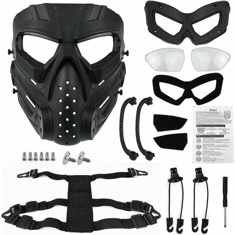 CSPARKV Masque D'airsoft/d'équitation, Utilisation En Extérieur, Masque De Protection Intégral Tactique Anti-buée Cosplay Halloween Adulte Et Adolescent Noir Gris Taille Unique (miroir Transparent) 6 CSPARKV Masque D'airsoft/d'équitation, Utilisation En Extérieur, Masque De Protection Intégral Tactique Anti-buée Cosplay Halloween Adulte Et Adolescent Noir Gris Taille Unique (miroir Transparent) – Image 4