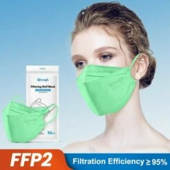 BF 20 Pièces/30 Pièces Ffp2 Kn95 Masque De Protection De Bouclier Facial 4 Couches Masque De Protection Masque De Pollution De La Poussière Vert Clair