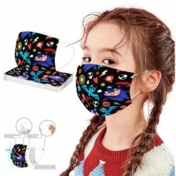 CADEAUX Masque Facial Jetable 3 Plis Halloween Pour Enfants Avec Motifs De Citrouilles Fantômes, 50 Masques De Vacances Pour Filles Et Garçons Avec Fil De Nez (combinaison D) -Protection des voies respiratoires Soldes 66169659 2