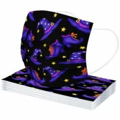 CADEAUX Masque Facial Jetable 3 Plis Halloween Pour Enfants Avec Motifs De Citrouilles Fantômes, 50 Masques De Vacances Pour Filles Et Garçons Avec Fil De Nez (combinaison D) -Protection des voies respiratoires Soldes 66169659 3