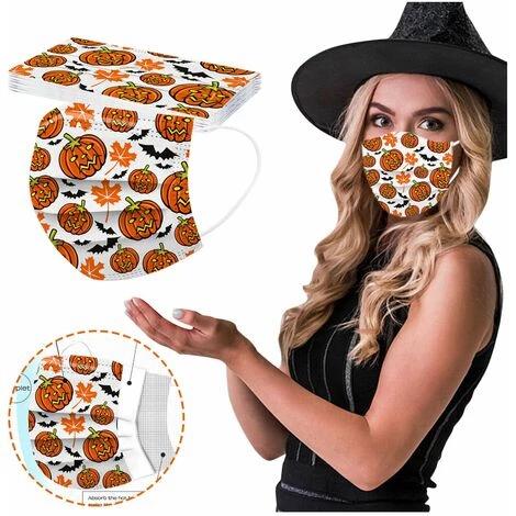 CADEAUX Masque Jetable Halloween Adulte 3 Plis Avec Motif Citrouille Fantôme, 20 Masques Festifs Pour Hommes Et Femmes Avec Ligne De Nez (citrouille Sur Blanc) 3 CADEAUX Masque Jetable Halloween Adulte 3 Plis Avec Motif Citrouille Fantôme, 20 Masques Festifs Pour Hommes Et Femmes Avec Ligne De Nez (citrouille Sur Blanc)