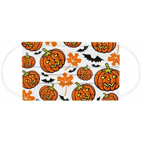 CADEAUX Masque Jetable Halloween Adulte 3 Plis Avec Motif Citrouille Fantôme, 20 Masques Festifs Pour Hommes Et Femmes Avec Ligne De Nez (citrouille Sur Blanc) 4 CADEAUX Masque Jetable Halloween Adulte 3 Plis Avec Motif Citrouille Fantôme, 20 Masques Festifs Pour Hommes Et Femmes Avec Ligne De Nez (citrouille Sur Blanc) – Image 2