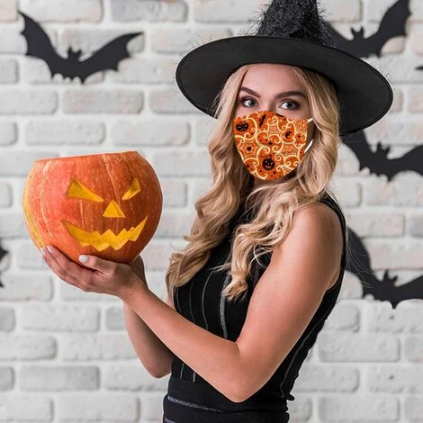 CADEAUX Masque Jetable Halloween Adulte 3 Plis Avec Motif Citrouille Fantôme, 20 Masques Festifs Pour Hommes Et Femmes Avec Ligne De Nez (citrouille Sur Blanc) 5 CADEAUX Masque Jetable Halloween Adulte 3 Plis Avec Motif Citrouille Fantôme, 20 Masques Festifs Pour Hommes Et Femmes Avec Ligne De Nez (citrouille Sur Blanc) – Image 3