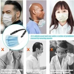 YOOUYIDA Prolongateurs De Masque, 10pcs Protège-oreilles Anti-dérapant Réglable Et Confortable Pour Les Enfants Et Les Adultes (Noir1) -Protection des voies respiratoires Soldes 66261022 3