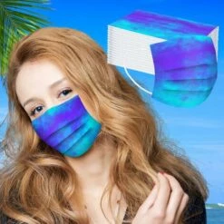 YOOUYIDA Masque Jetabl 50PC Type De Poisson Jetable 3D Avec élément De Fleur Pour Adultes, Coloré Et Respirant Avec Plaquettes Nasales, Masquesavec Motif Imprimé-Tapez E