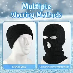 PERLE RARE Balaclava De Visage Tricoté Balaclava De Visage à 3 Trous Balaclava De Visage Complet Cagoule De Visage Complet Cagoule De Visage Tricoté Cagoule De Visage à 3 Trous -Protection des voies respiratoires Soldes 66331589 4