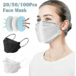 BF 100 Pièces De Masques KF94 3D Stéréoscopiques à Quatre Couches Protectrices Respirantes Pour Adultes (blanc) -Protection des voies respiratoires Soldes 66333672 3