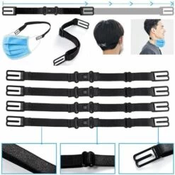 Attache Masque, Crochet Masque, Extension Masque, Protecteur Oreille Masque, Protege Oreille,, 20 Pièces Extensions De Masque Anti-Dérapant Réglable (Noir),Adélala -Protection des voies respiratoires Soldes 66378202 4