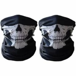 Lot De 2 Cache-cou De Moto Avec Motif Tête De Mort - Masque à Moitié Le Visage - Halloween Adélala