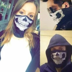 Lot De 2 Cache-cou De Moto Avec Motif Tête De Mort - Masque à Moitié Le Visage - Halloween Adélala -Protection des voies respiratoires Soldes 66378372 3